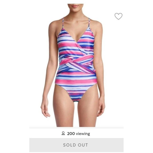 NWT Catherine Malandrino Over The Shoulder 1 PC W/Criss Cross Shirring SZ Large - Picture 1 of 12